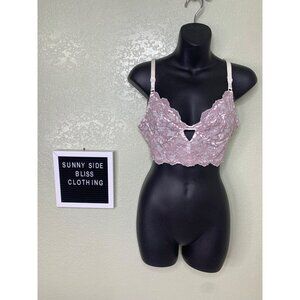 Free People Pink & White Lace Bralette Size Medium